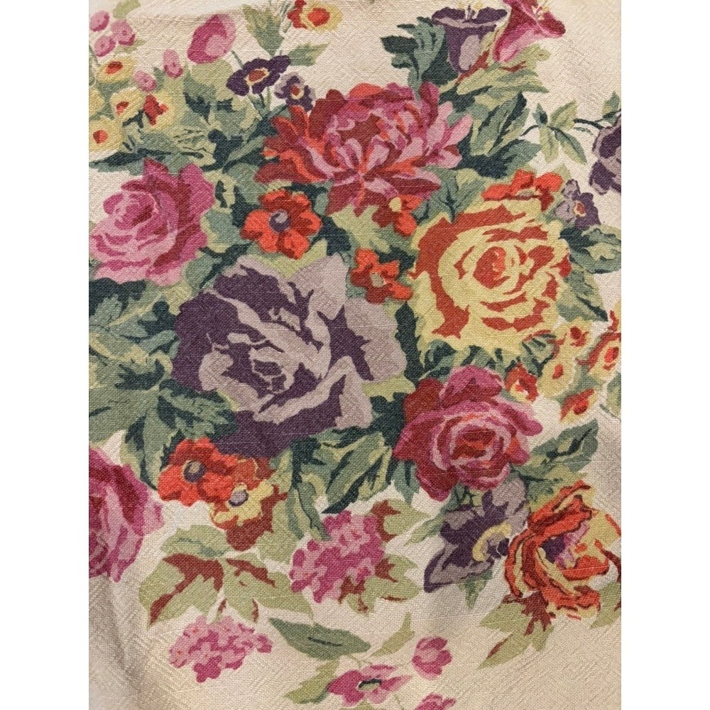 Williams-Sonoma Tablecloth English Floral Rose Cream Cotton Botanical 67" x 76"